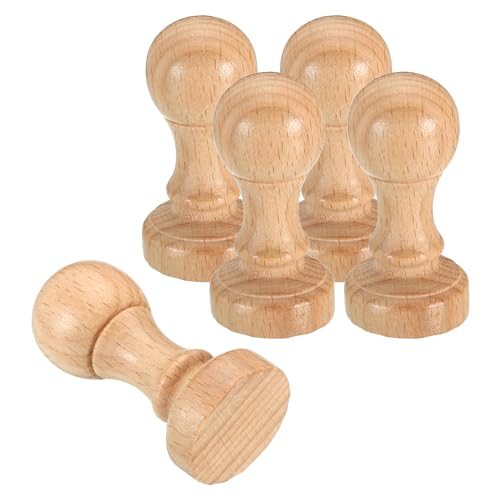 30mm Stamp Wood Round Handle 5 Pack Wooden Knobs Brown — PATIKIL