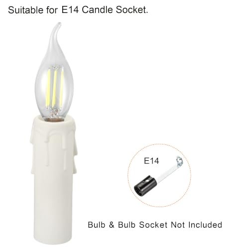 30x100mm Candle Socket Covers Plastic Sleeves, White 10 Pack, Candelabra view 5