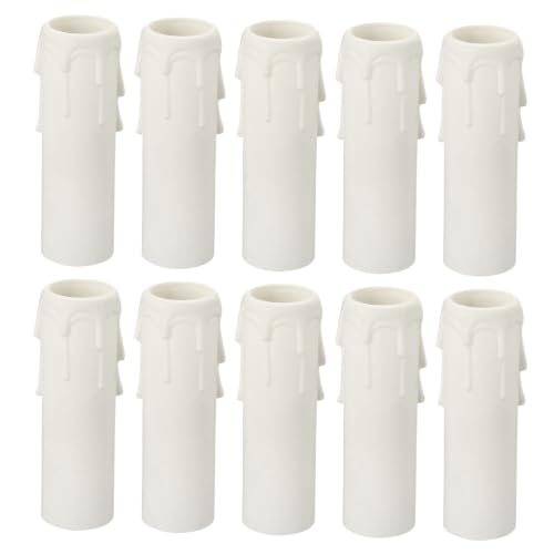 30x100mm Candle Socket Covers Plastic Sleeves, White 10 Pack, Candelabra — PATIKIL