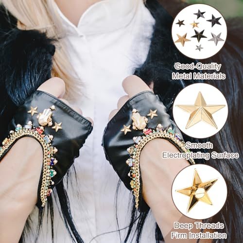 31mm Star Rivets 25 Sets Leather Rivets Studs Rivets Gold Tone view 3