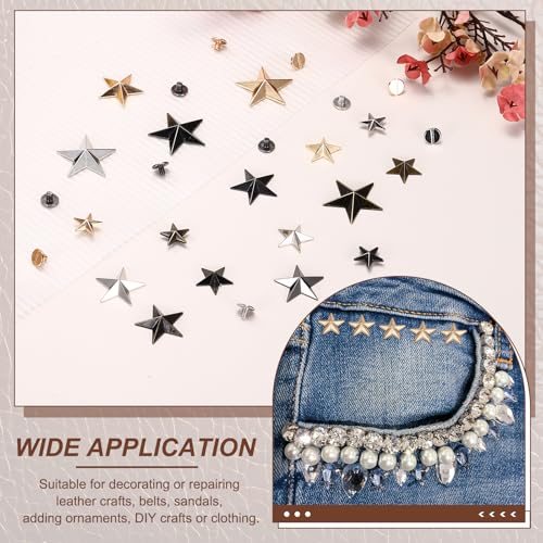 31mm Star Rivets 25 Sets Leather Rivets Studs Rivets Gold Tone view 5