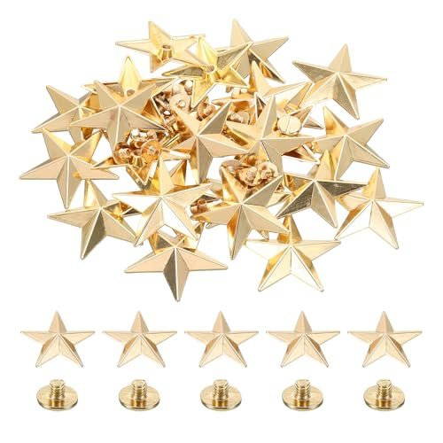 31mm Star Rivets 25 Sets Leather Rivets Studs Rivets Gold Tone — PATIKIL