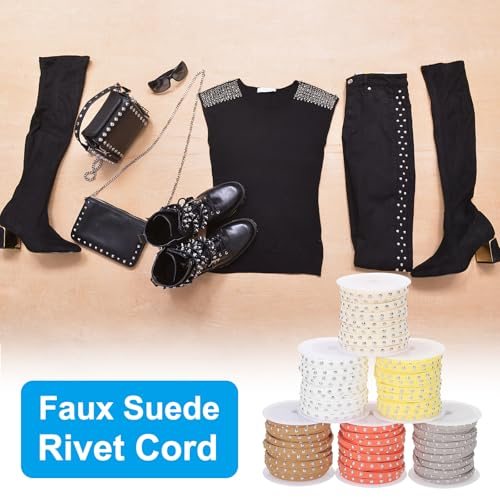 32.8 Yards Studded Faux Suede Cord Rope view 5
