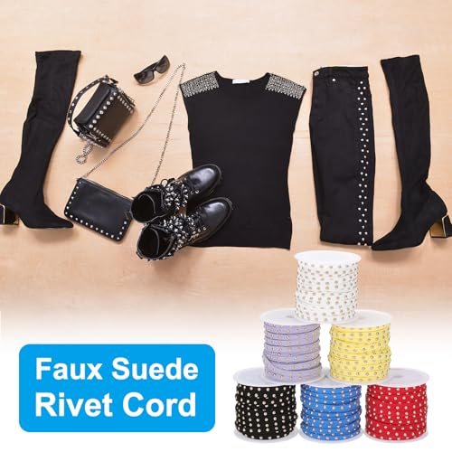 32.8 Yards Studded Faux Suede Cord Rope view 5
