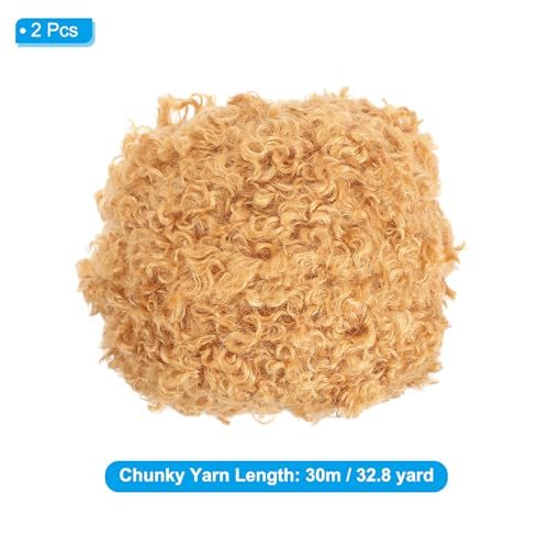 33yds Fluffy Yarn, 2 Skeins Faux Fur Yarn, Orange view 2