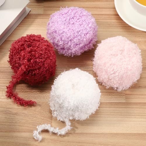 33yds Fluffy Yarn, 4 Skeins Fuzzy Yarn Faux Fur Yarn Crochet Soft view 5