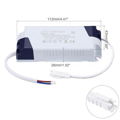 36W 300mA LED Driver, AC 85-265V Output 72-126 DC Male Connector Constant view 2