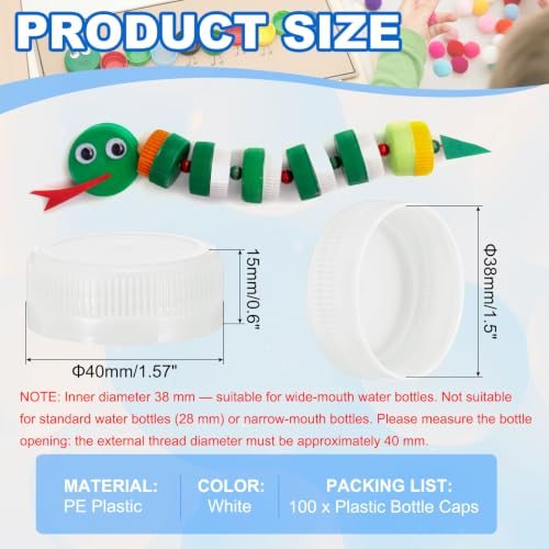 38mm/1.5" Inner Plastic Bottle Cap, 100Pcs Replacement Screw Bottle Cap view 2