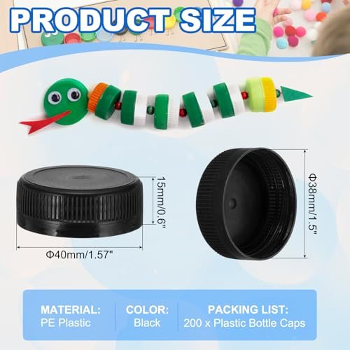 38mm/1.5" Inner Plastic Bottle Cap, 200Pcs Replacement Screw Bottle Cap view 2
