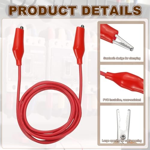 39" Wires Alligator Clips UL1015/18AWG Jumper Test Leads Set, Alligator view 3