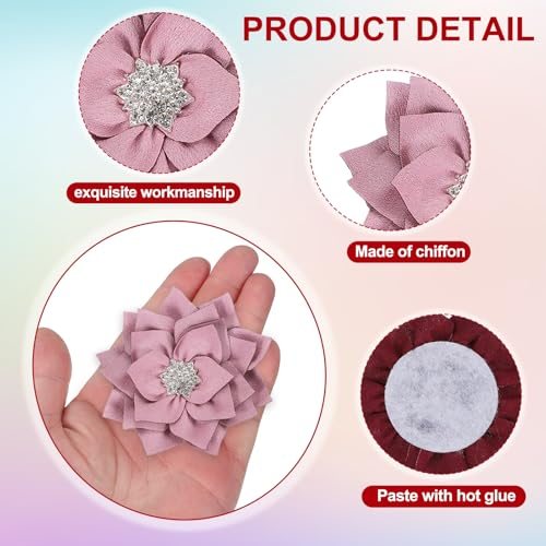 3in Chiffon Flowers, Flowers Rhinestone Sewing Appliques view 3
