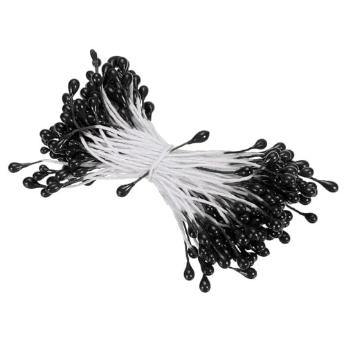 3mm Flower Stamen 150Pcs Double Head Artificial Pistil Black, Matt Pearl — PATIKIL