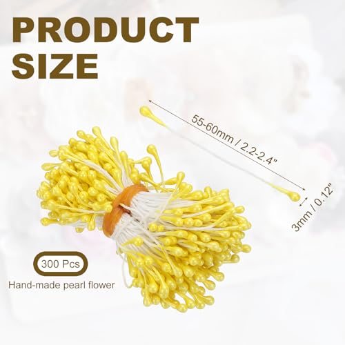 3mm Flower Stamens, 300pcs Double Heads Flower Wire Stems, Artificial view 2