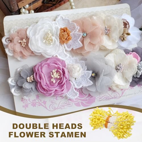 3mm Flower Stamens, 300pcs Double Heads Flower Wire Stems, Artificial view 5