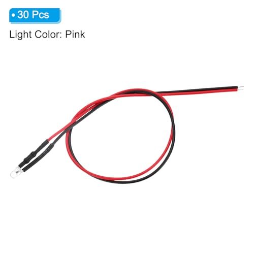 3mm Tiny LED Diode Light 30Pcs 3-6V DC Pre Wired Pink view 3