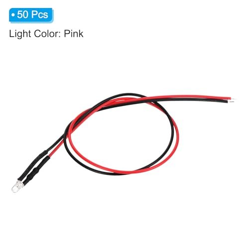 3mm Tiny LED Diode Light Pink 3-6V DC Pre Wired view 3