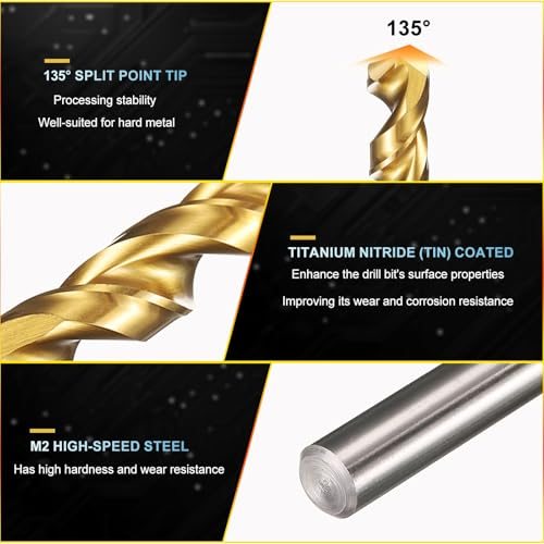 4.7mm Drill Bit M2 High-Speed Steel 135° TiN Coated 2Pcs view 4