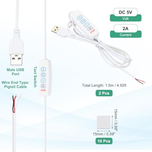 4.92ft LED Strip Dimmer Switch 2set DC 5V Button USB Inline Switch view 2