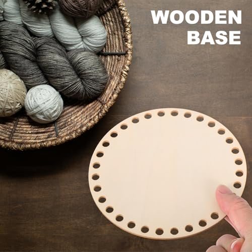 4" Diameter Crochet Basket Bottom Dark Wood Color 4Pcs, Round Blank view 3