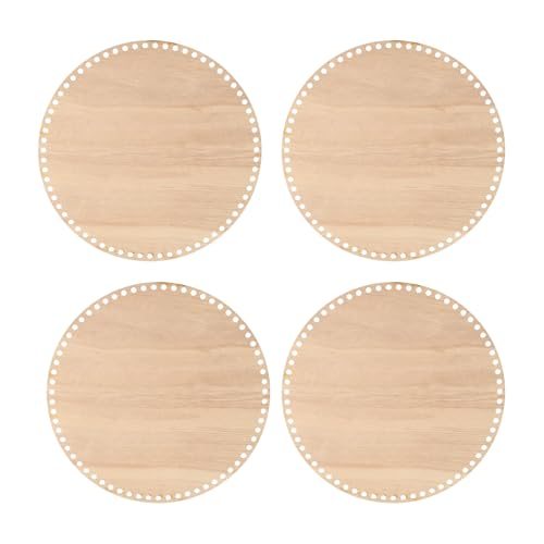 4" Diameter Crochet Basket Bottom Dark Wood Color 4Pcs, Round Blank — PATIKIL
