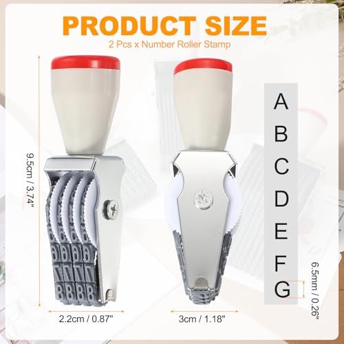 4 Digits Roller Stamp, Rolling Stamp 2Pcs 6.5mm Number 0-9 Gray view 2