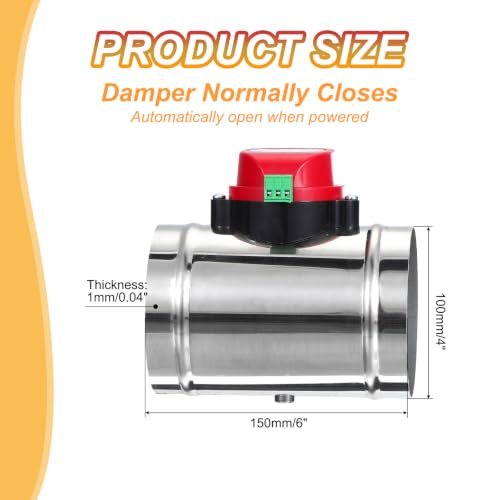4" Duct Damper, Stainless Steel Motorized Adjustable HVAC Volume Dampers view 2