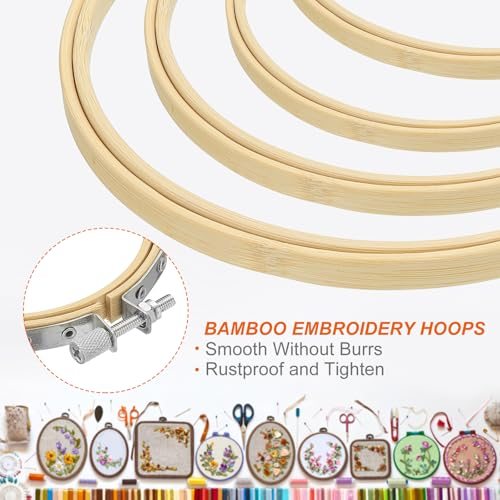4" Embroidery Hoop Cross Stitch Hoop Bamboo Wood Circle Frame, Ring view 3