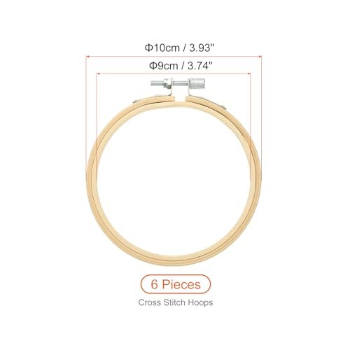 4" Embroidery Hoop Cross Stitch Hoop Bamboo Wood Circle Frame, Ring view 2