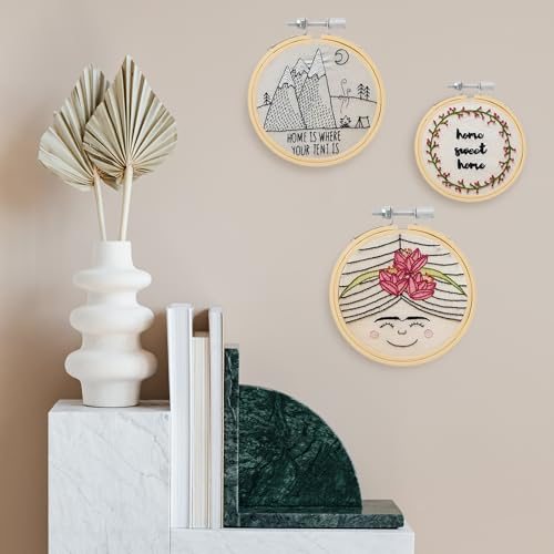 4" Embroidery Hoop Cross Stitch Hoop Bamboo Wood Circle Frame, Ring view 5