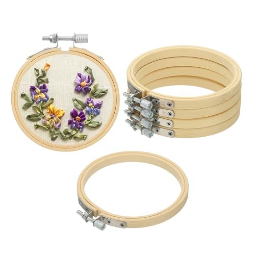 4" Embroidery Hoop Cross Stitch Hoop Bamboo Wood Circle Frame, Ring — PATIKIL