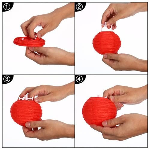 4 Inch Paper Lanterns, 6 Pack Round Folding Hanging Lamp Shade view 5