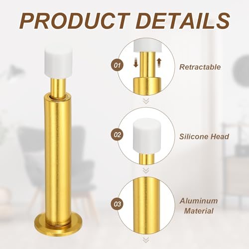 4 Inch Spring Door Stopper Aluminum Spring Door Stop Bumper 1Pcs, Metal view 3