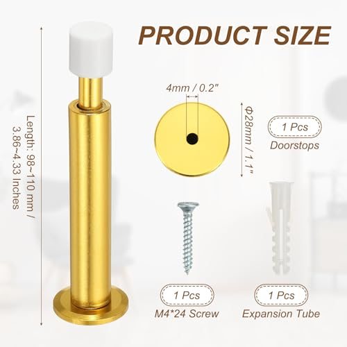 4 Inch Spring Door Stopper Aluminum Spring Door Stop Bumper 1Pcs, Metal view 2