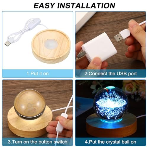 4 Inch Wooden LED Light Base, 2pcs Wood Light Display Base Stand Lighting view 5