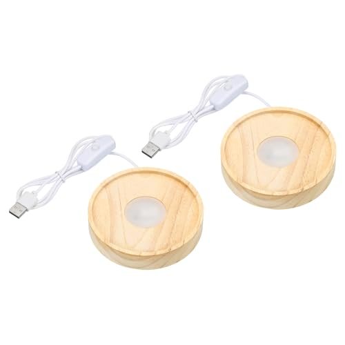 4 Inch Wooden LED Light Base, 2pcs Wood Light Display Base Stand Lighting — PATIKIL