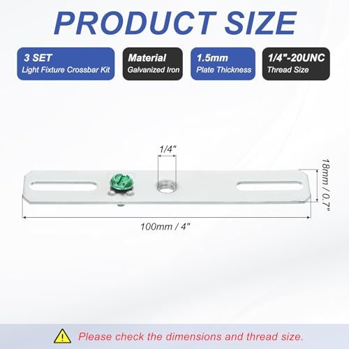 4" Light Crossbar Kit Mounting Bracket 1/4"-20 Tap Center Hole 3Set view 2