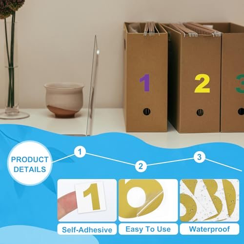 4" Reflective Number Stickers 0-9 Adhesive Gold 2Set view 3