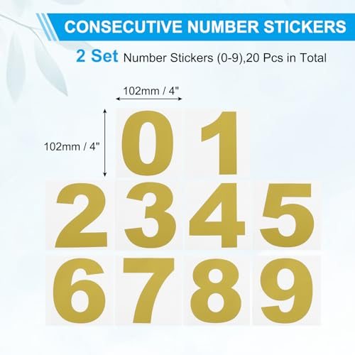4" Reflective Number Stickers 0-9 Adhesive Gold 2Set view 2