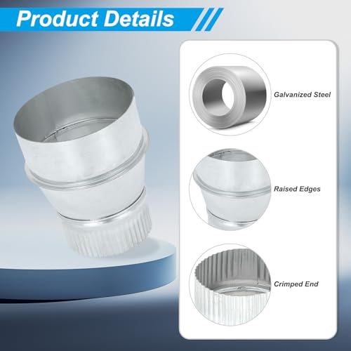 4" to 3" Duct Reducer 2Pcs Galvanized Steel Round Air Duct Reducer view 3
