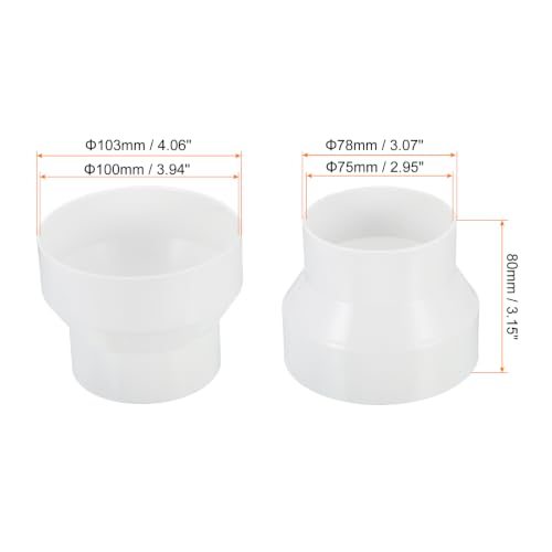 4" to 3" Duct Reducer Connector Ducting Adapter ABS Plastic 4pcs view 2