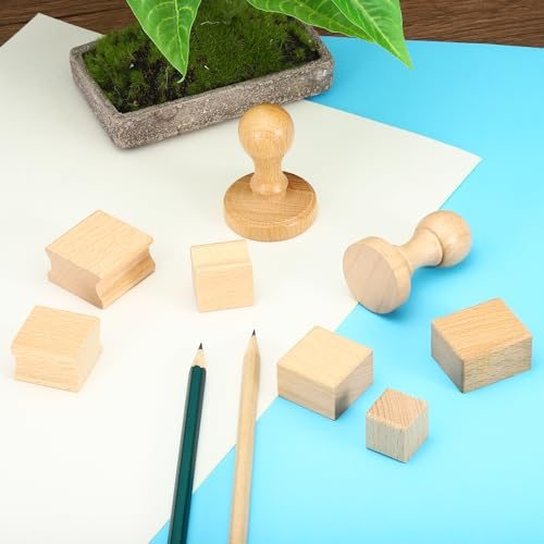 40x40mm Blank Wood Rubber Stamp Mounts, 10 Pack Wooden Rubber Stamp view 5