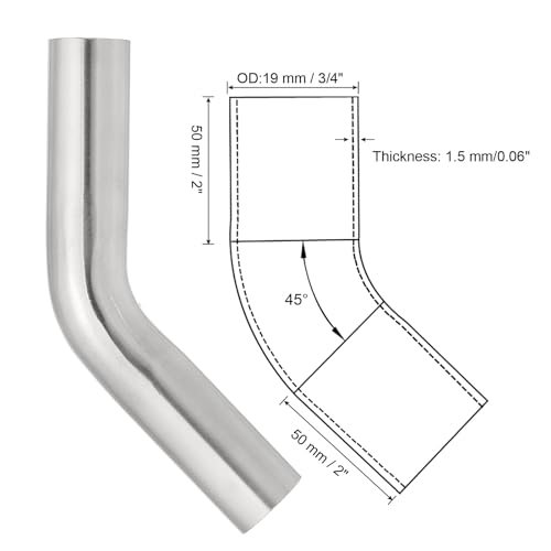 45 Degree Bend Elbow Sanitary Exhaust Pipe 3/4" OD view 2