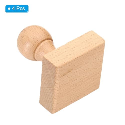 45mm Stamp Wood Square Handle 4 Pack Wooden Knobs Stamp Mounts view 3