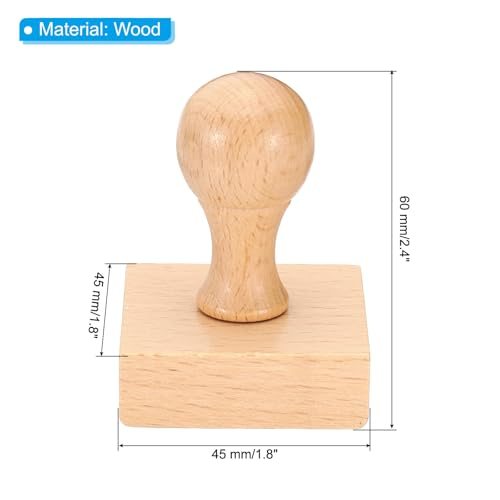 45mm Stamp Wood Square Handle 4 Pack Wooden Knobs Stamp Mounts view 2