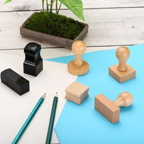 45mm Stamp Wood Square Handle 4 Pack Wooden Knobs Stamp Mounts view 5