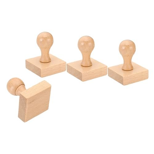 45mm Stamp Wood Square Handle 4 Pack Wooden Knobs Stamp Mounts — PATIKIL