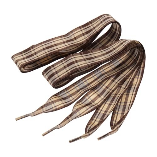 47.2 Inch Gingham Shoelaces, 1 Inch Wide Coffee Check, Ribbon Shoe Laces — PATIKIL
