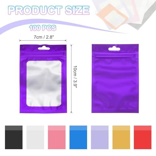 4Inch Holographic Packaging Bags Purple 100Pcs view 2