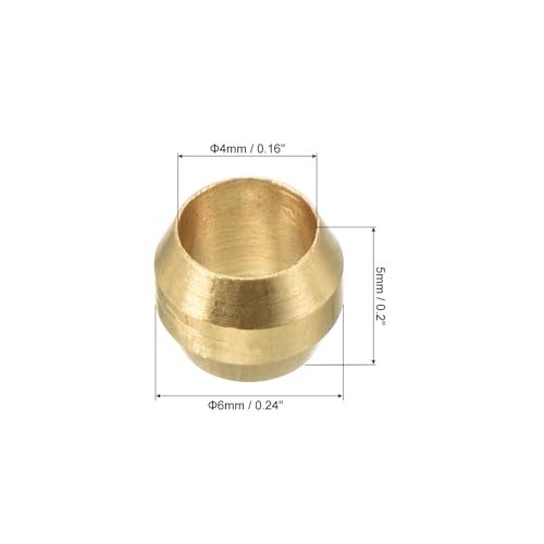 4mm Tube Brass Compression Sleeve Ferrules, 10 Pack Brass Fittings view 2
