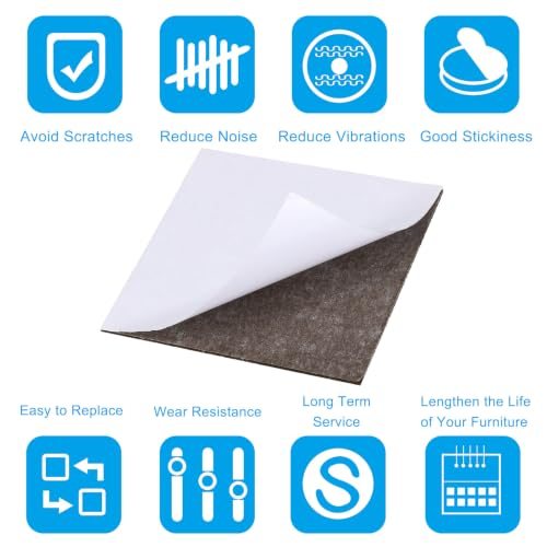 4x4 Inch Square Coffee Felt Furniture Pad, 5 Pack, Anti-Scratch view 4
